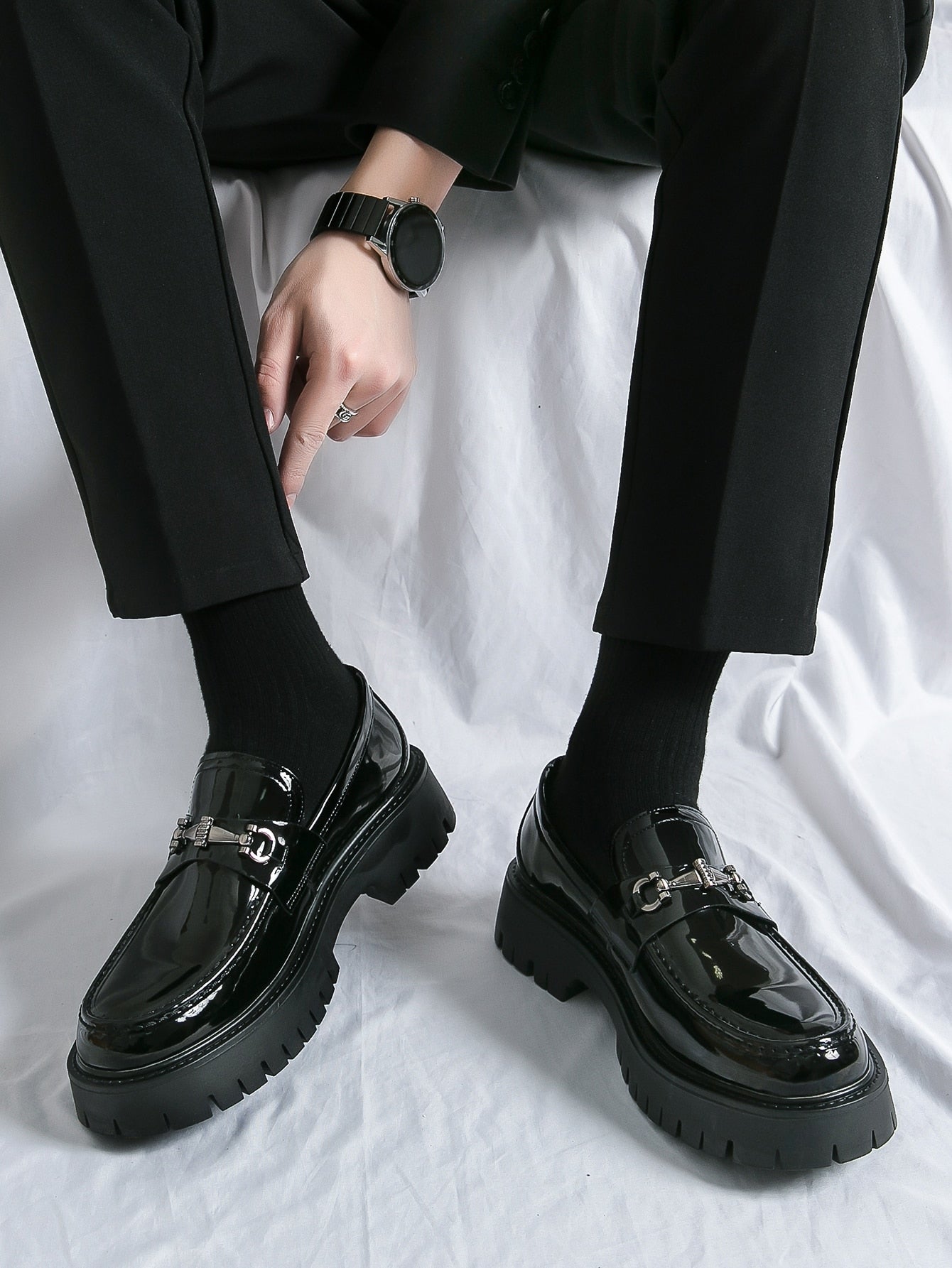 New Men\ British Style Formal Business Casual Lightweight Commuting Leather Shoes Black