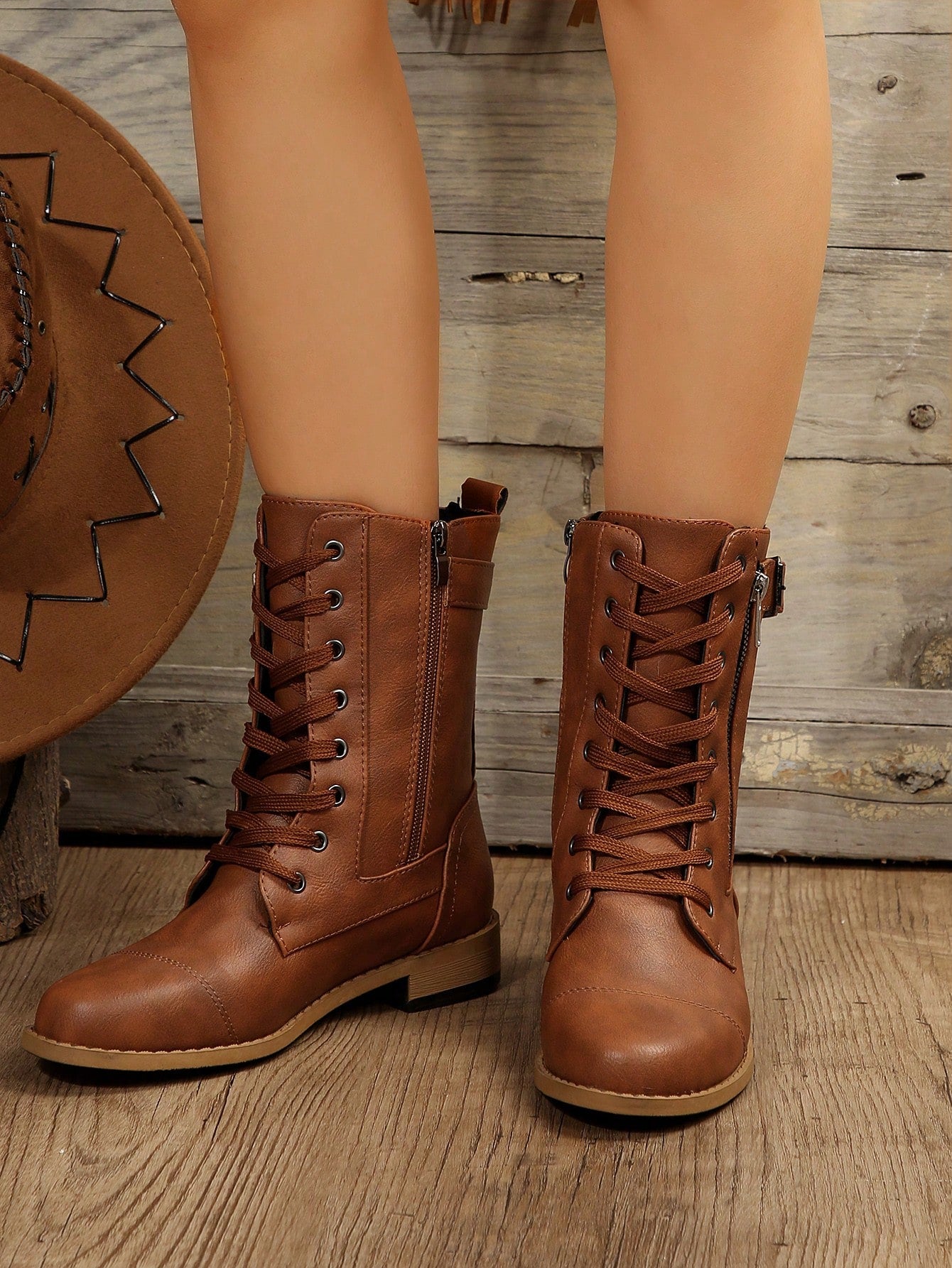 Perfect With Leggings Women's Fashionable Outdoor Spring And Autumn Boots,Wear With Pants Brown