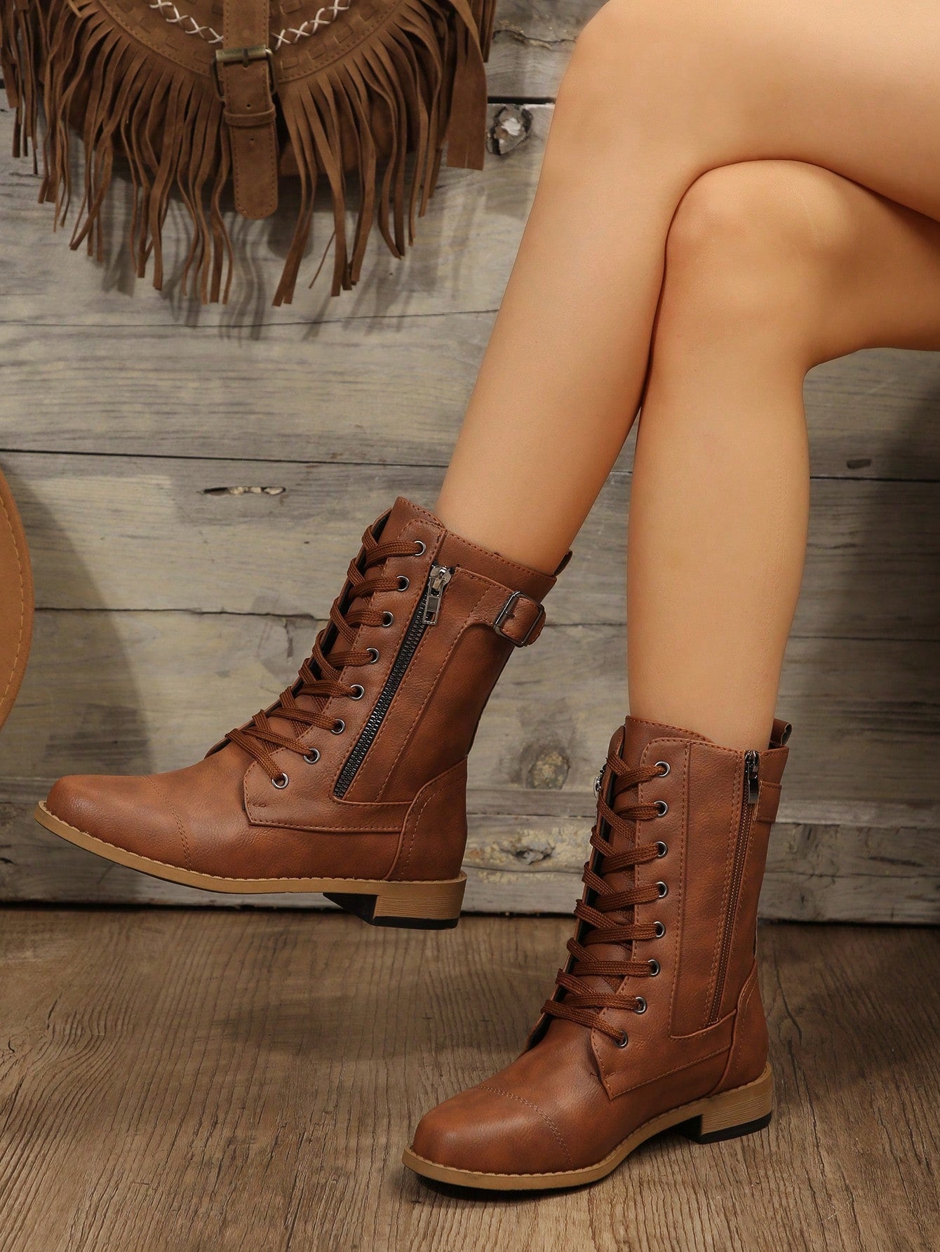 Perfect With Leggings Women's Fashionable Outdoor Spring And Autumn Boots,Wear With Pants Brown