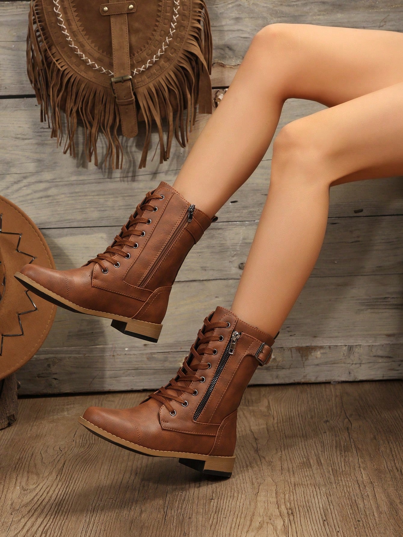 Perfect With Leggings Women's Fashionable Outdoor Spring And Autumn Boots,Wear With Pants Brown