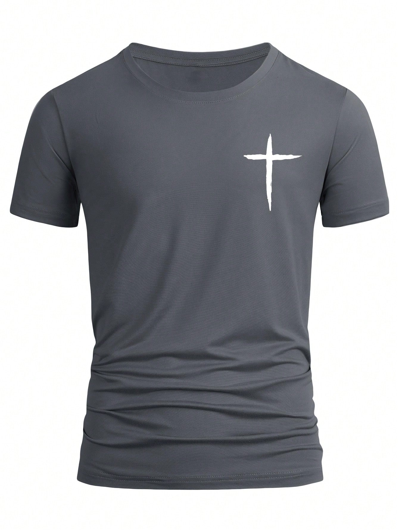 Manfinity Homme Men Cross Print Tee Grey