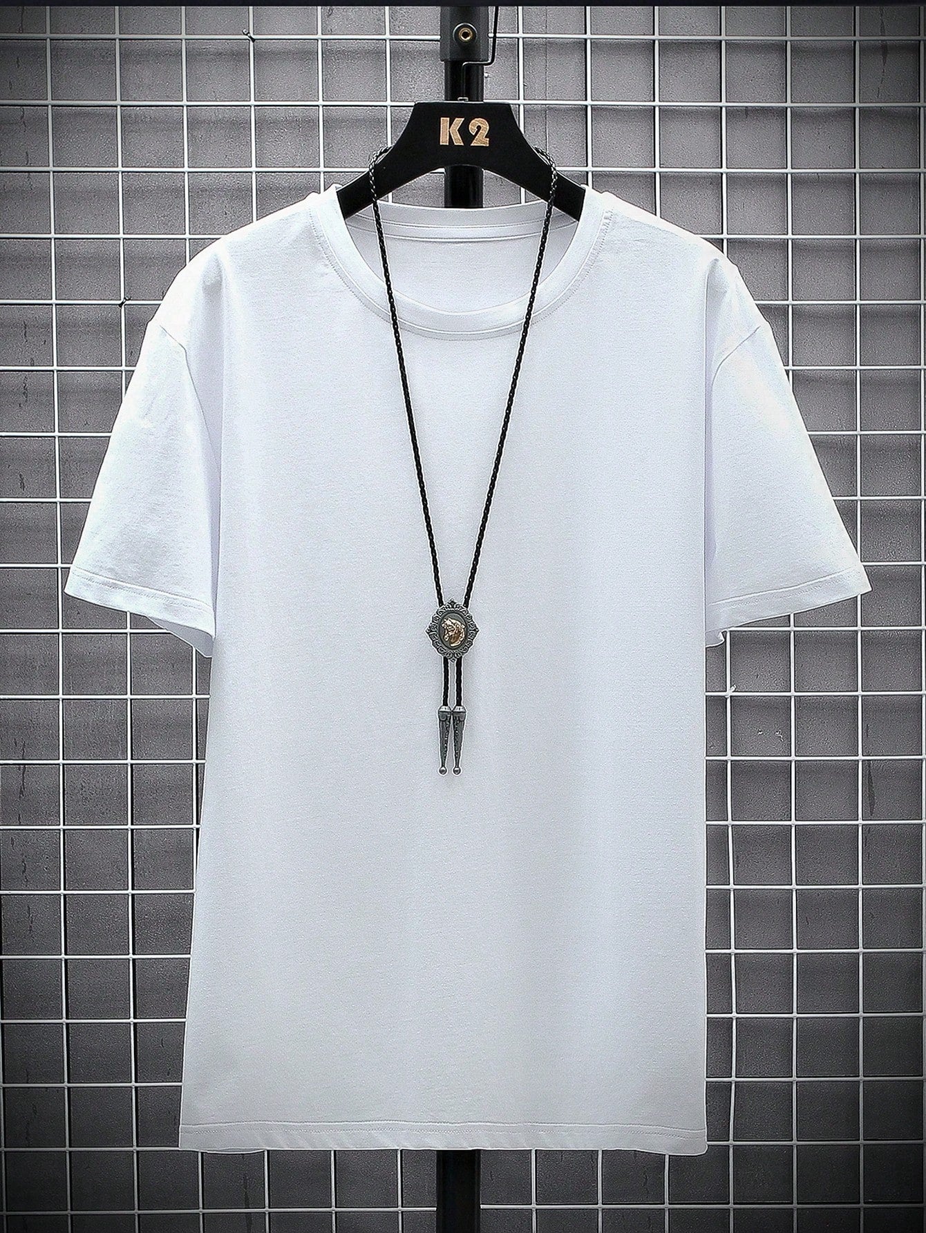 Manfinity Homme Men's Solid Color Round Neck Short Sleeve T-Shirt White