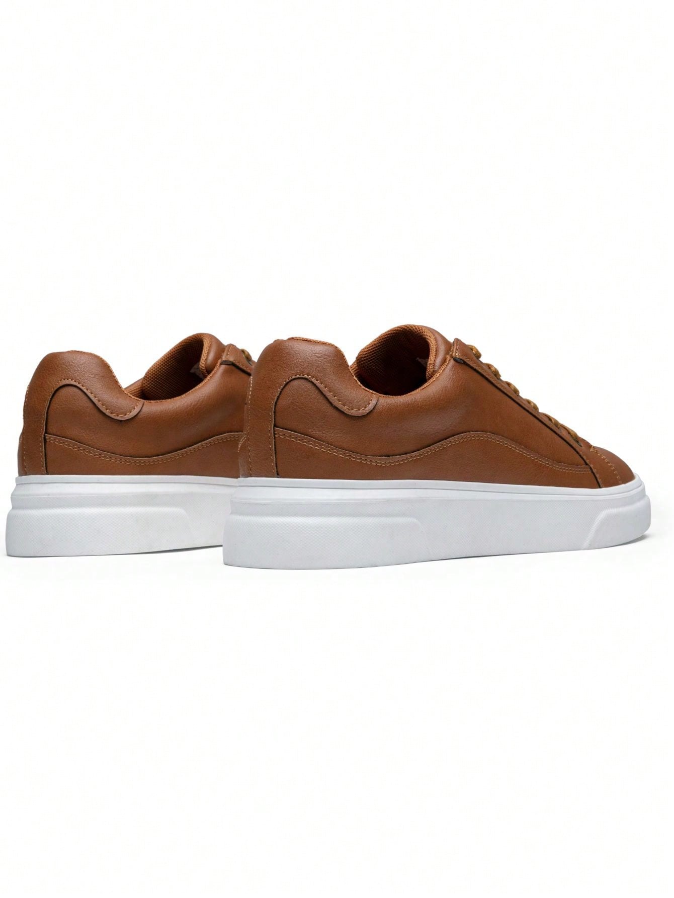 SHOESMALL Men's Fashion Minimalist Sneakers Classic Casual Skate Shoes For Men Stylish Soft White Sports Shoes Men's Dress Sneakers BMY5011A-brown