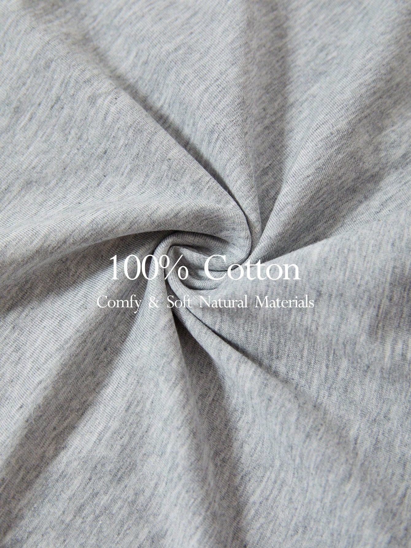 SHEIN Leisure Natural Comfy & Breathable Cotton Pleated Back Solid Brief-Melange Gray Light Grey