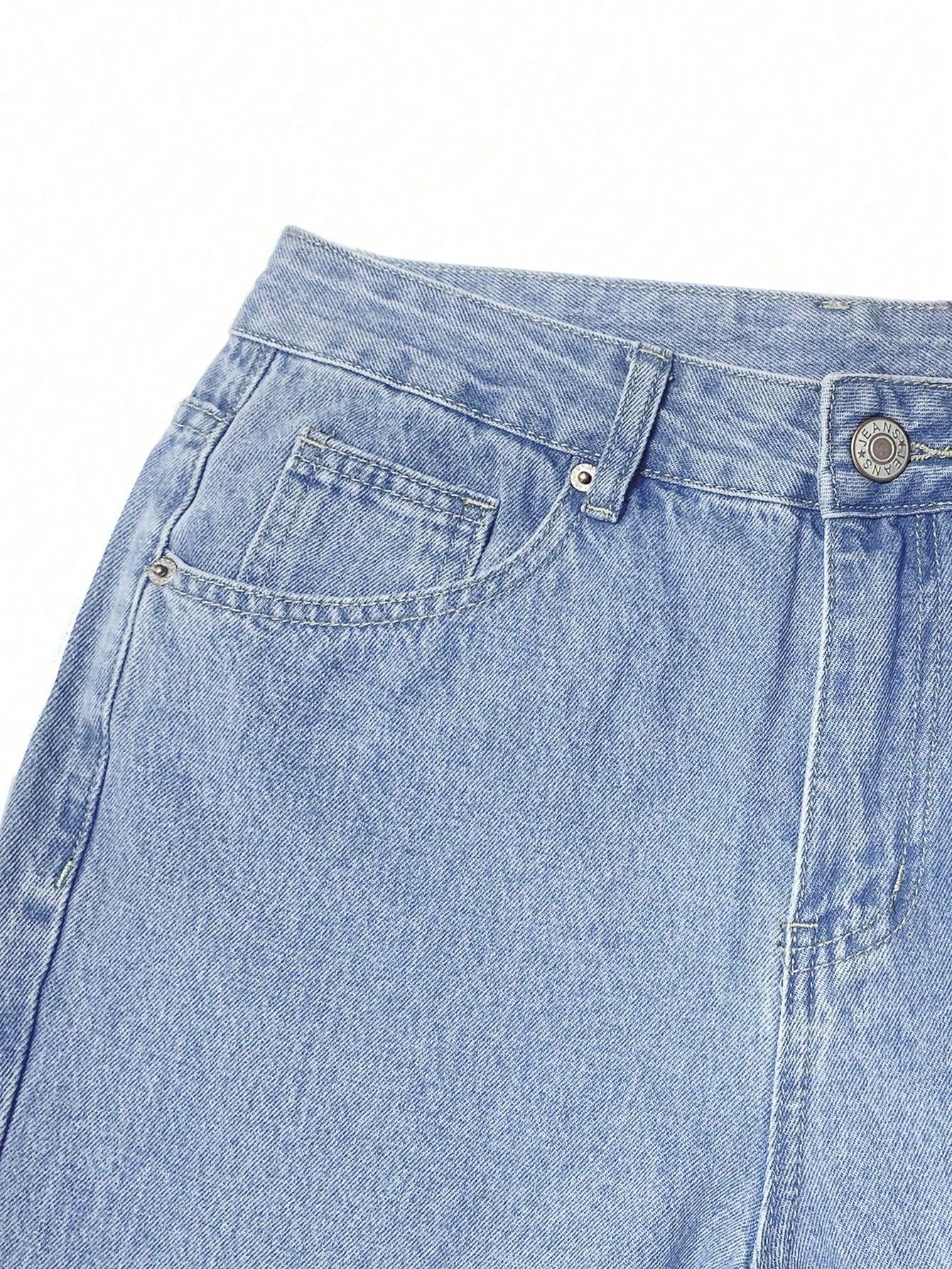 Men Ripped Straight Leg Jeans Light Wash