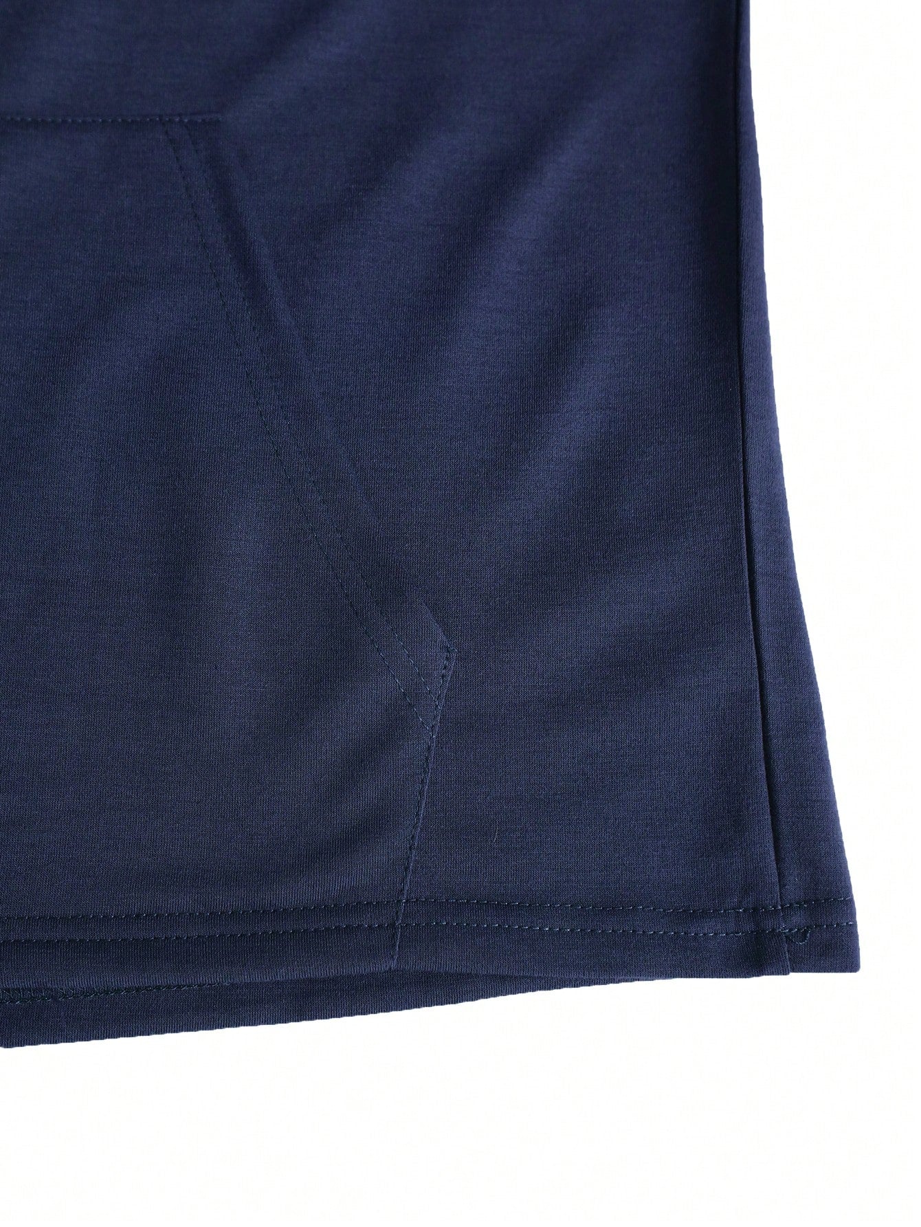 Manfinity Homme Men Summer Daily Wear Plain Hoodie And Shorts Set Navy Blue