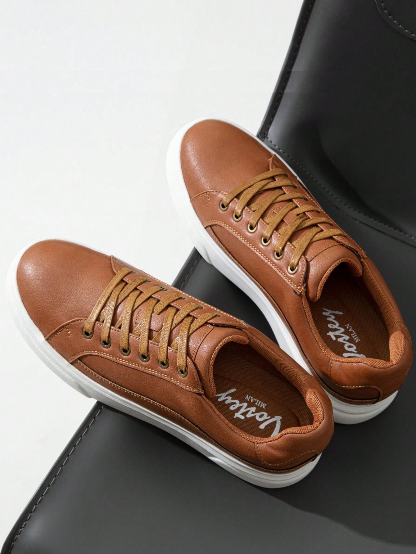 SHOESMALL Men's Fashion Minimalist Sneakers Classic Casual Skate Shoes For Men Stylish Soft White Sports Shoes Men's Dress Sneakers BMY5011A-brown