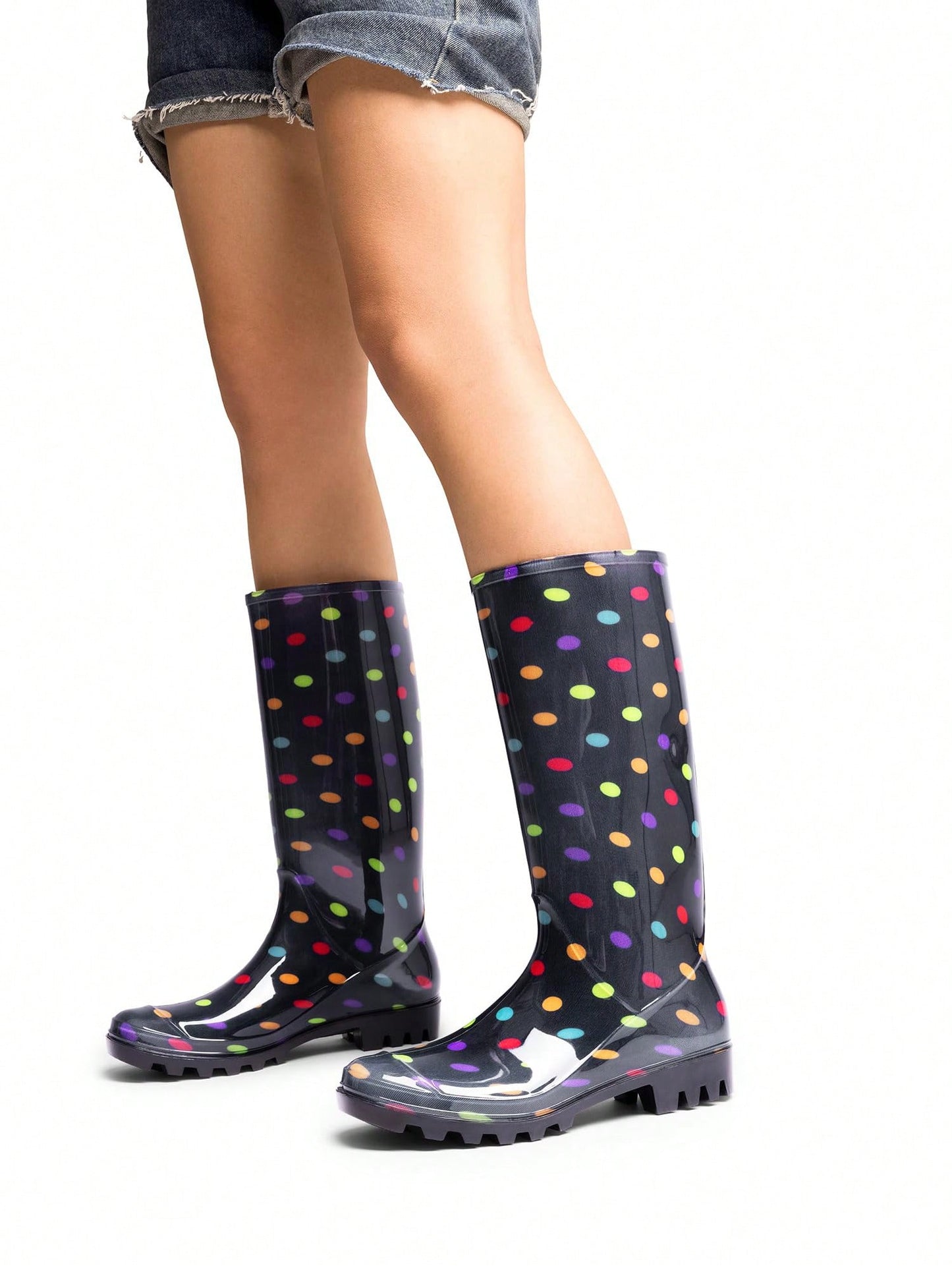Women Wellington Boots Rain Boots Waterproof Knee High Boots, For Outdoor Garden Hiking Work Black