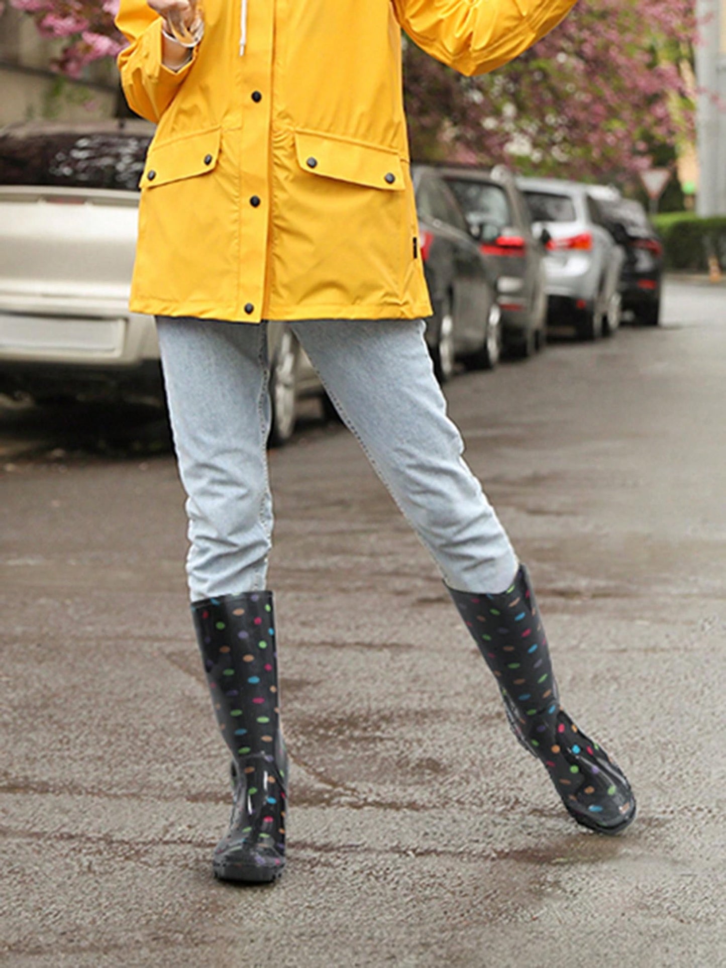 Women Wellington Boots Rain Boots Waterproof Knee High Boots, For Outdoor Garden Hiking Work Black