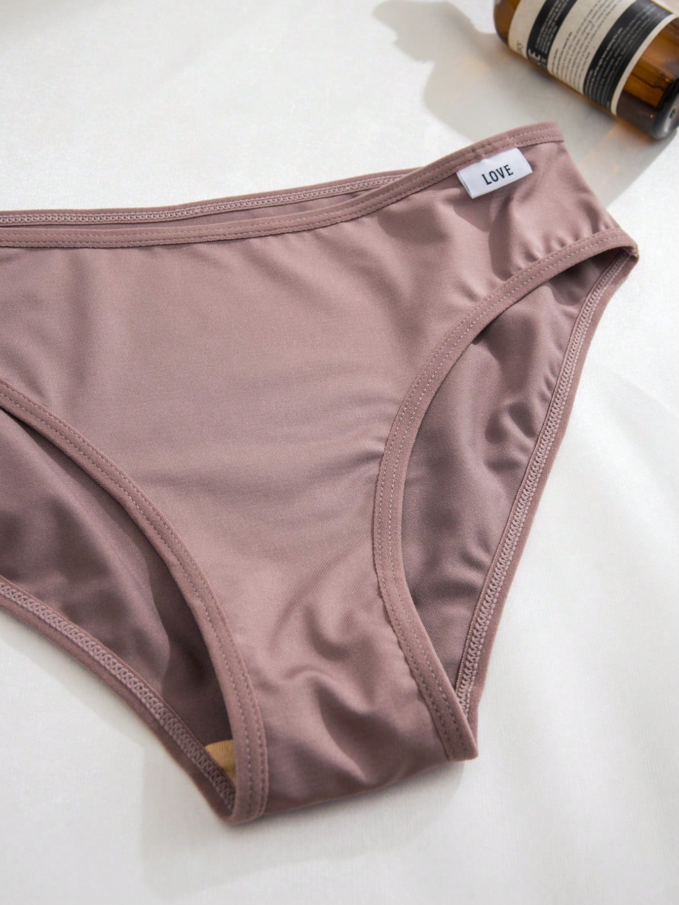 5pcs Women's LOVE Solid Color Comfortable And Breathable Triangle Panties Set Multicolor