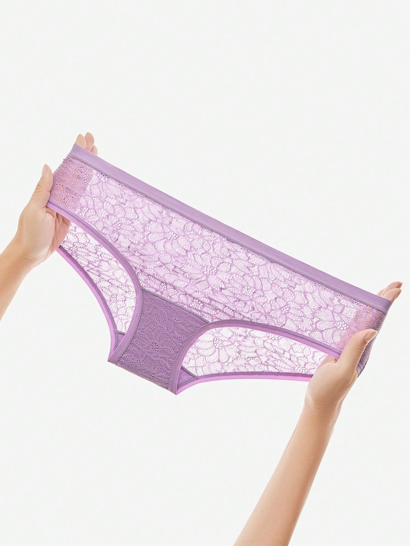 LUVLETTE 3-Pack Lingerie Sexy Mid-Waist Stretchy Comfy Lace Briefs Women Underwear Panties Set Multicolor