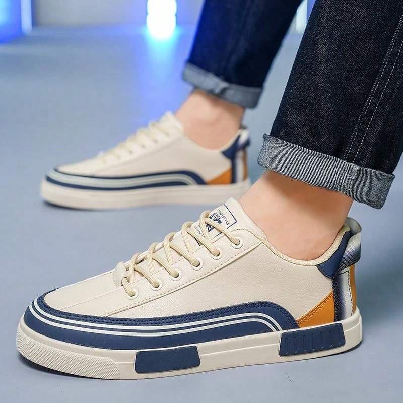 Men's Sport Shoes Summer New Leather Non-Slip Wear-Resistant Flat Comfortable Men's Skate Shoes Large Size 47 Outdoor Casual Men's Hiking Shoes Fashion Luxury Men's Flat Slip-On Sport Shoes Deodorizing Casual Leather Sport Men's Skateboard Shoes Beige