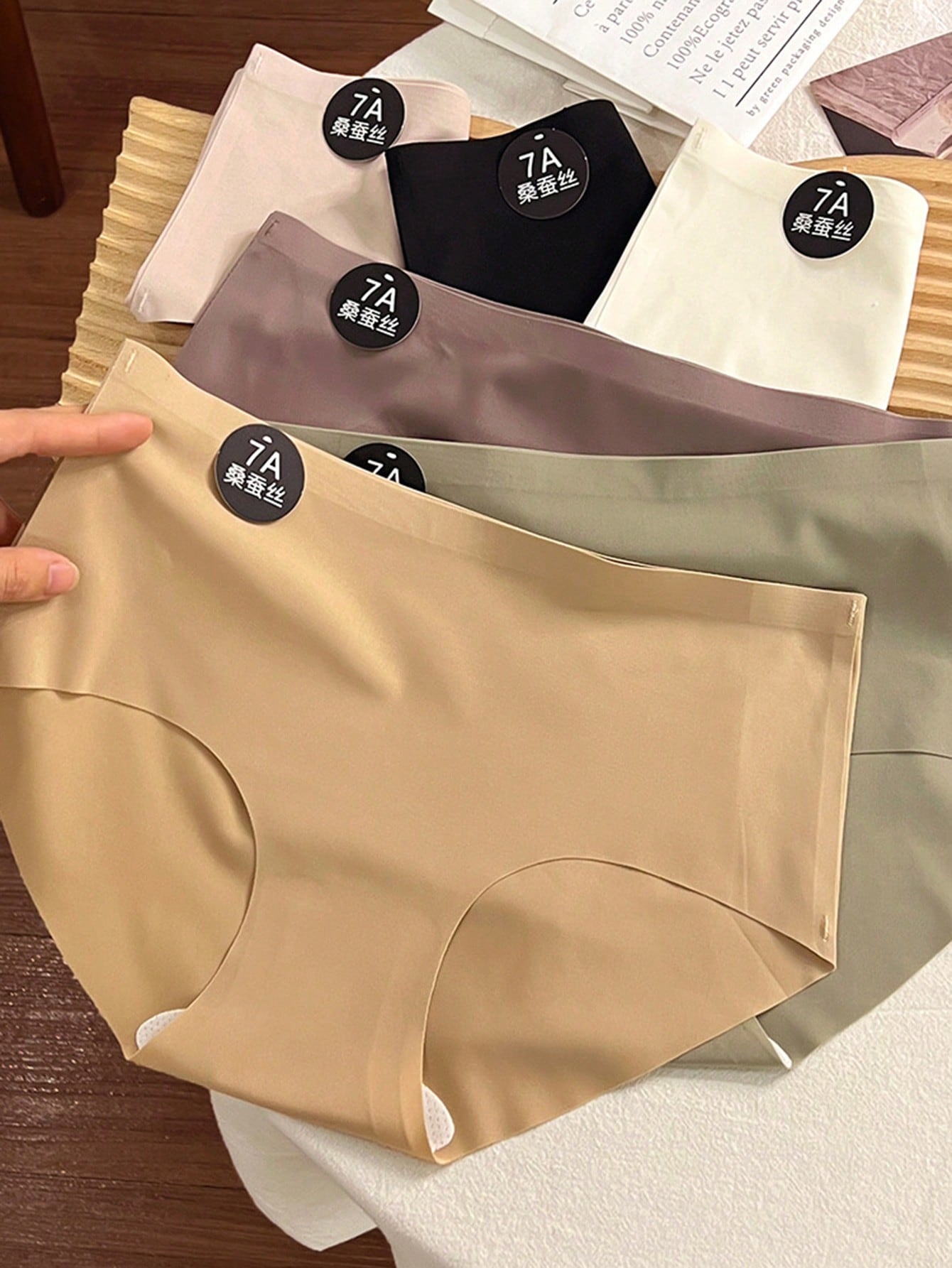 6PCS Seamless Comfortable Briefs, Solid Color Seamless Sexy Panties Lingerie Multicolor
