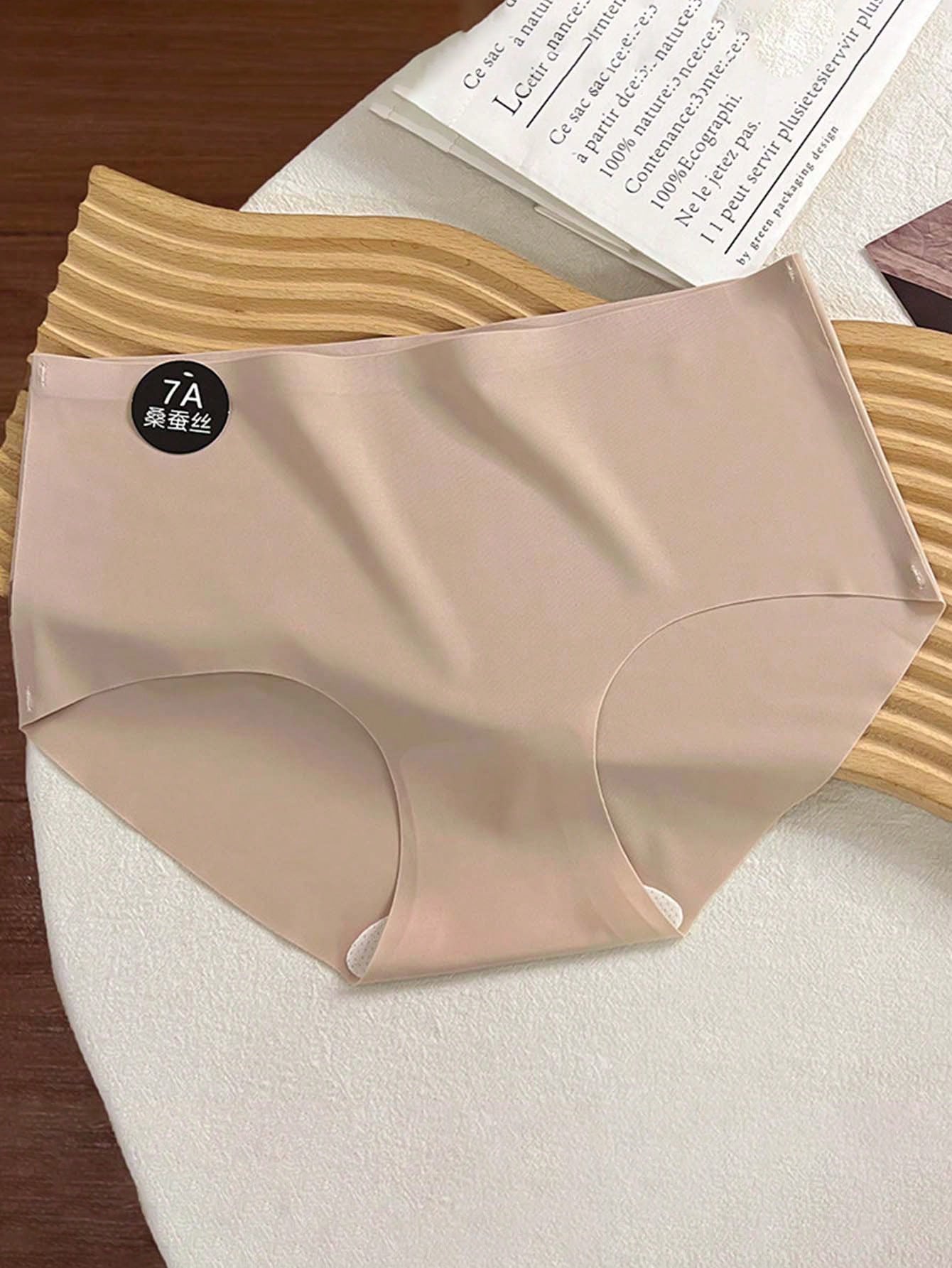 6PCS Seamless Comfortable Briefs, Solid Color Seamless Sexy Panties Lingerie Multicolor