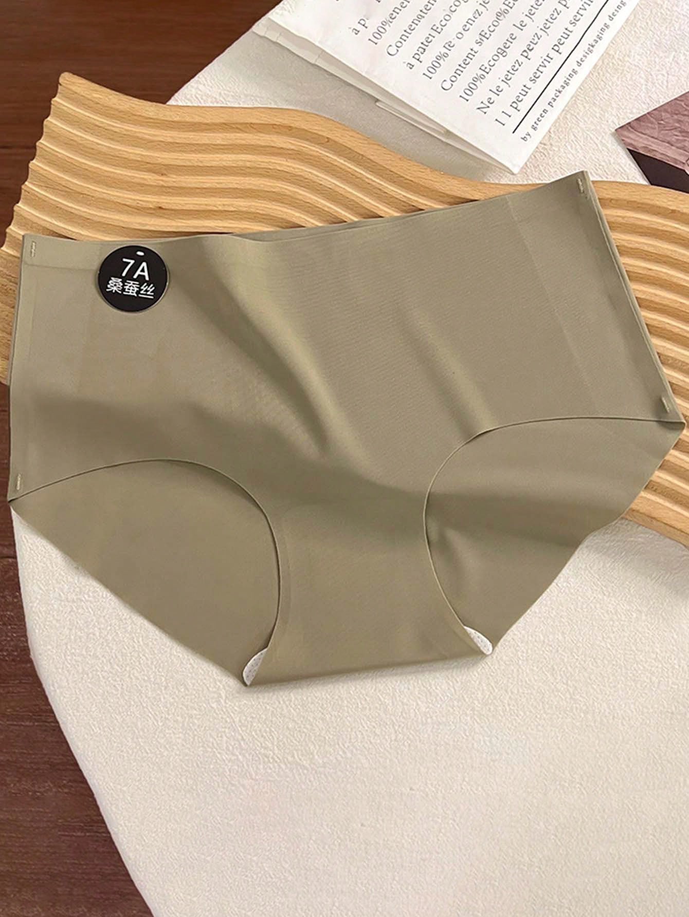 6PCS Seamless Comfortable Briefs, Solid Color Seamless Sexy Panties Lingerie Multicolor
