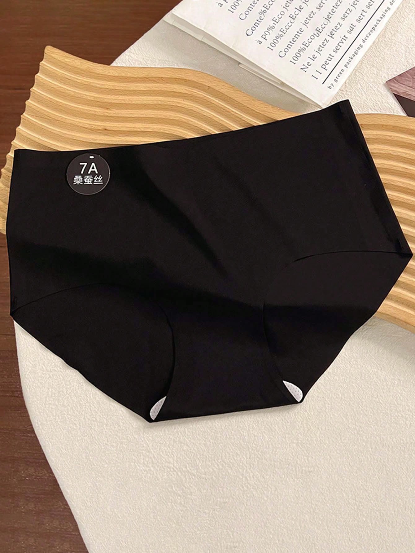 6PCS Seamless Comfortable Briefs, Solid Color Seamless Sexy Panties Lingerie Multicolor