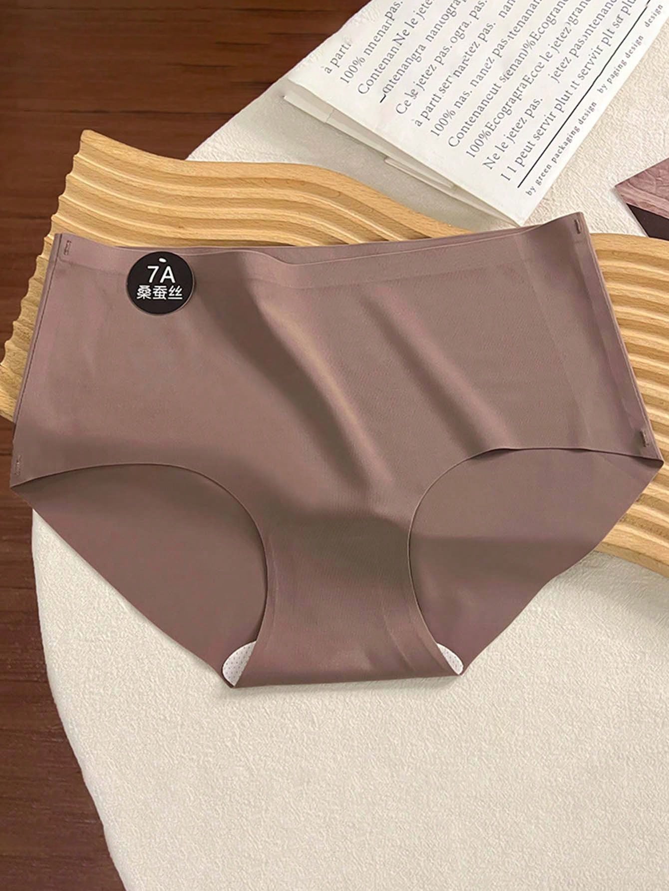 6PCS Seamless Comfortable Briefs, Solid Color Seamless Sexy Panties Lingerie Multicolor