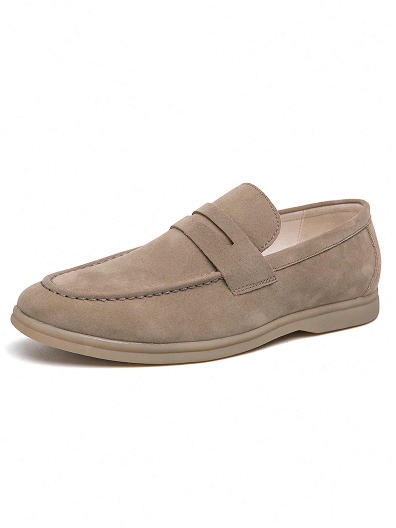 Men's Luxury Penny Loafer Leather Shoes, Solid Color Faux Suede Casual Oxford, Soft & Breathable, Versatile For Business, Party, Wedding, Spring/Summer/Autumn Beige
