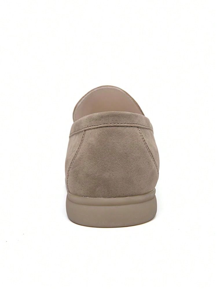 Men's Luxury Penny Loafer Leather Shoes, Solid Color Faux Suede Casual Oxford, Soft & Breathable, Versatile For Business, Party, Wedding, Spring/Summer/Autumn Beige