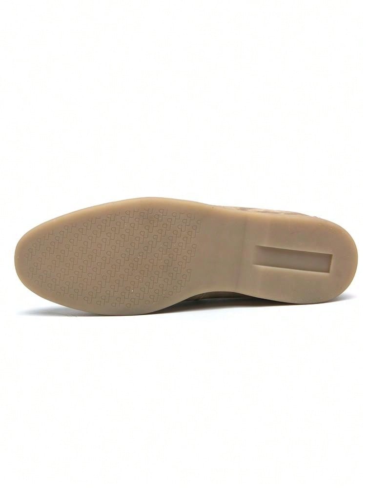 Men's Luxury Penny Loafer Leather Shoes, Solid Color Faux Suede Casual Oxford, Soft & Breathable, Versatile For Business, Party, Wedding, Spring/Summer/Autumn Beige