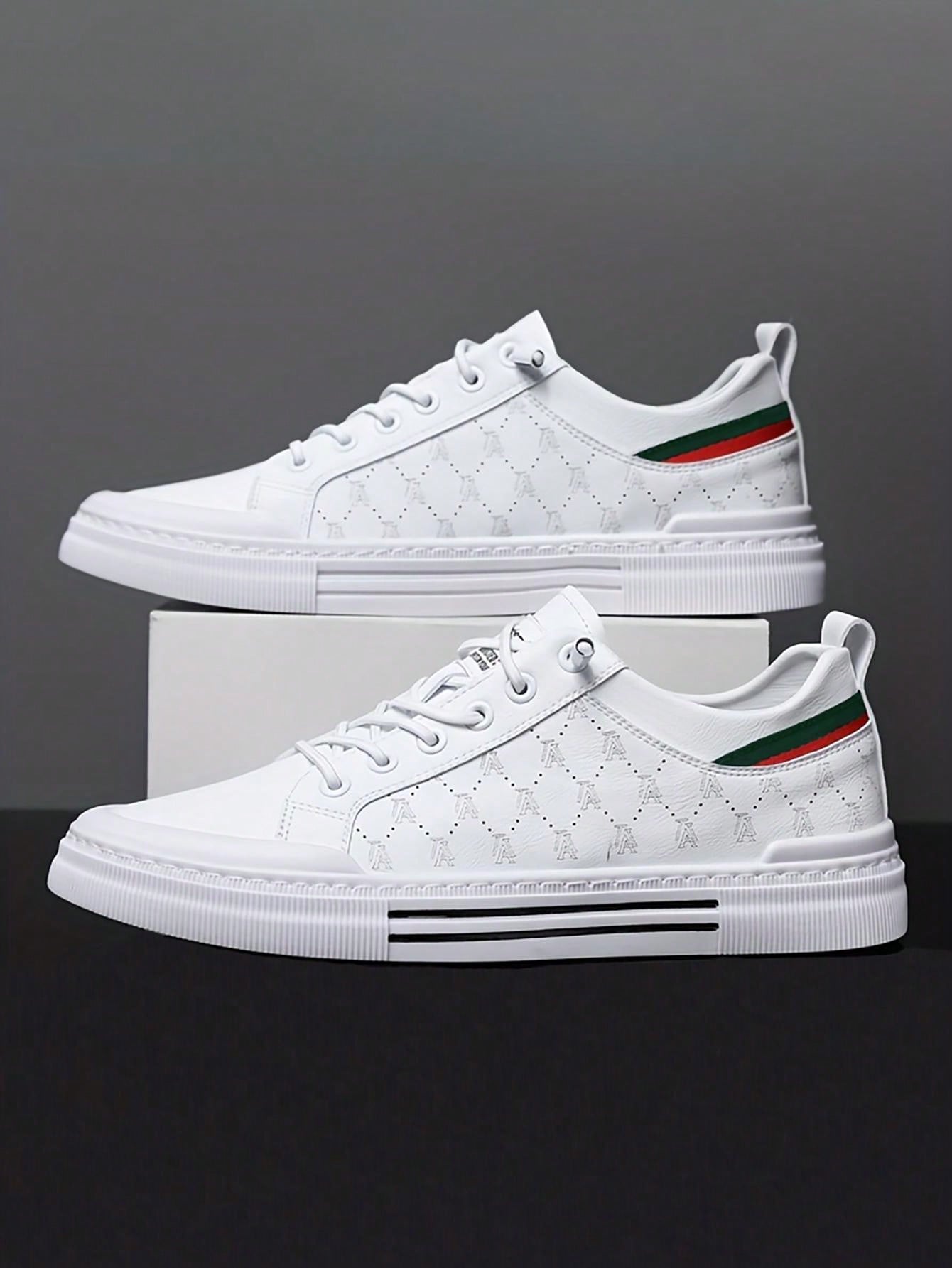 Comfy Non-Slip Skate Shoes For Men's Outdoor Activities - Solid Casual Sneakers White