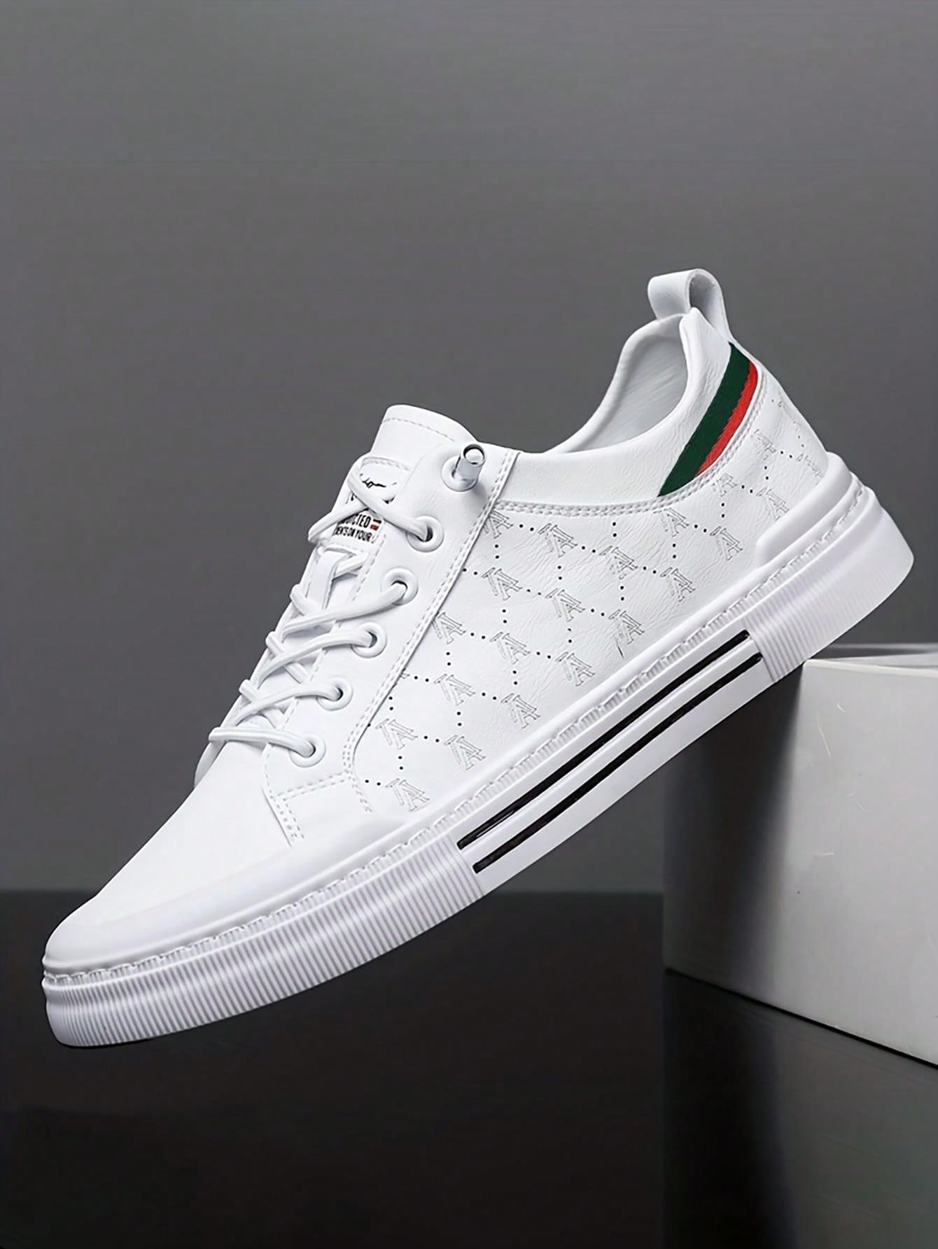 Comfy Non-Slip Skate Shoes For Men's Outdoor Activities - Solid Casual Sneakers White
