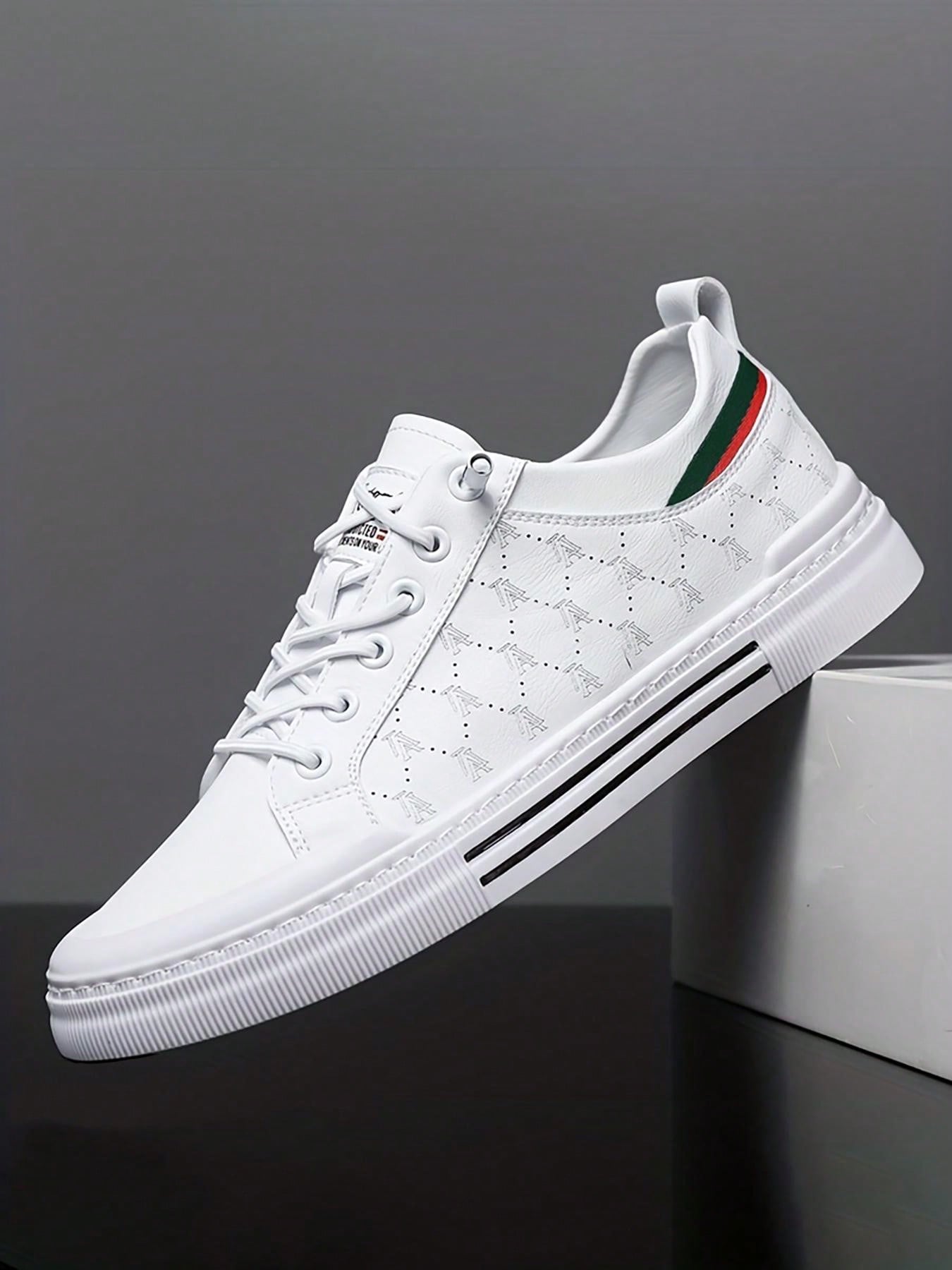 Comfy Non-Slip Skate Shoes For Men's Outdoor Activities - Solid Casual Sneakers White