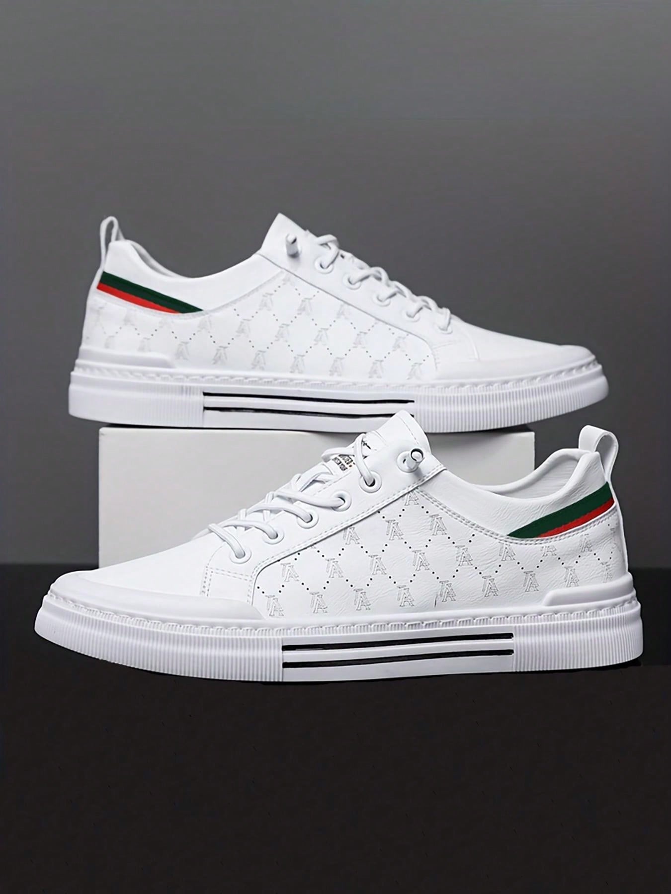Comfy Non-Slip Skate Shoes For Men's Outdoor Activities - Solid Casual Sneakers White