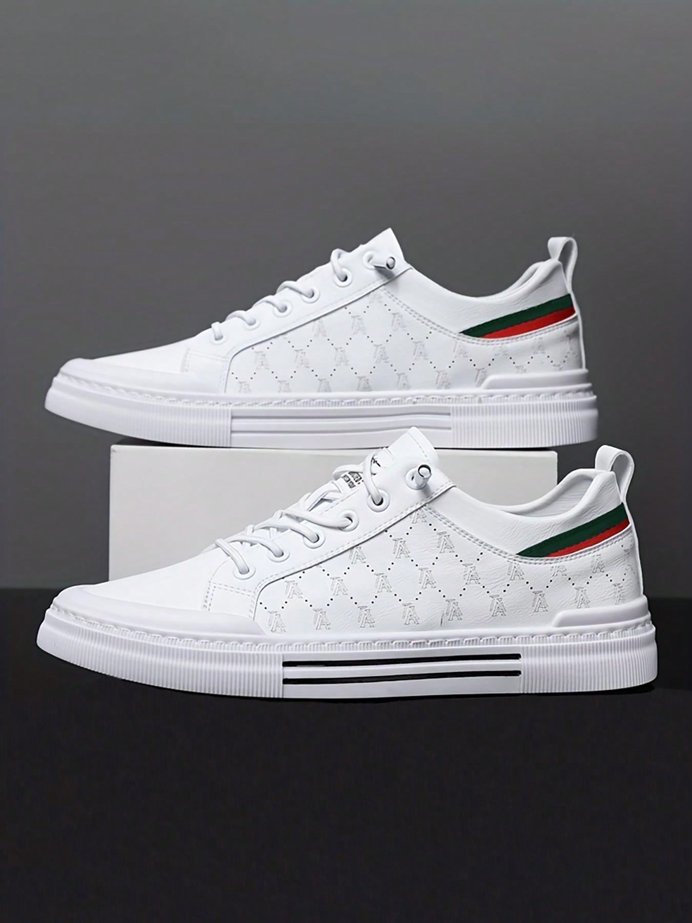 Comfy Non-Slip Skate Shoes For Men's Outdoor Activities - Solid Casual Sneakers White