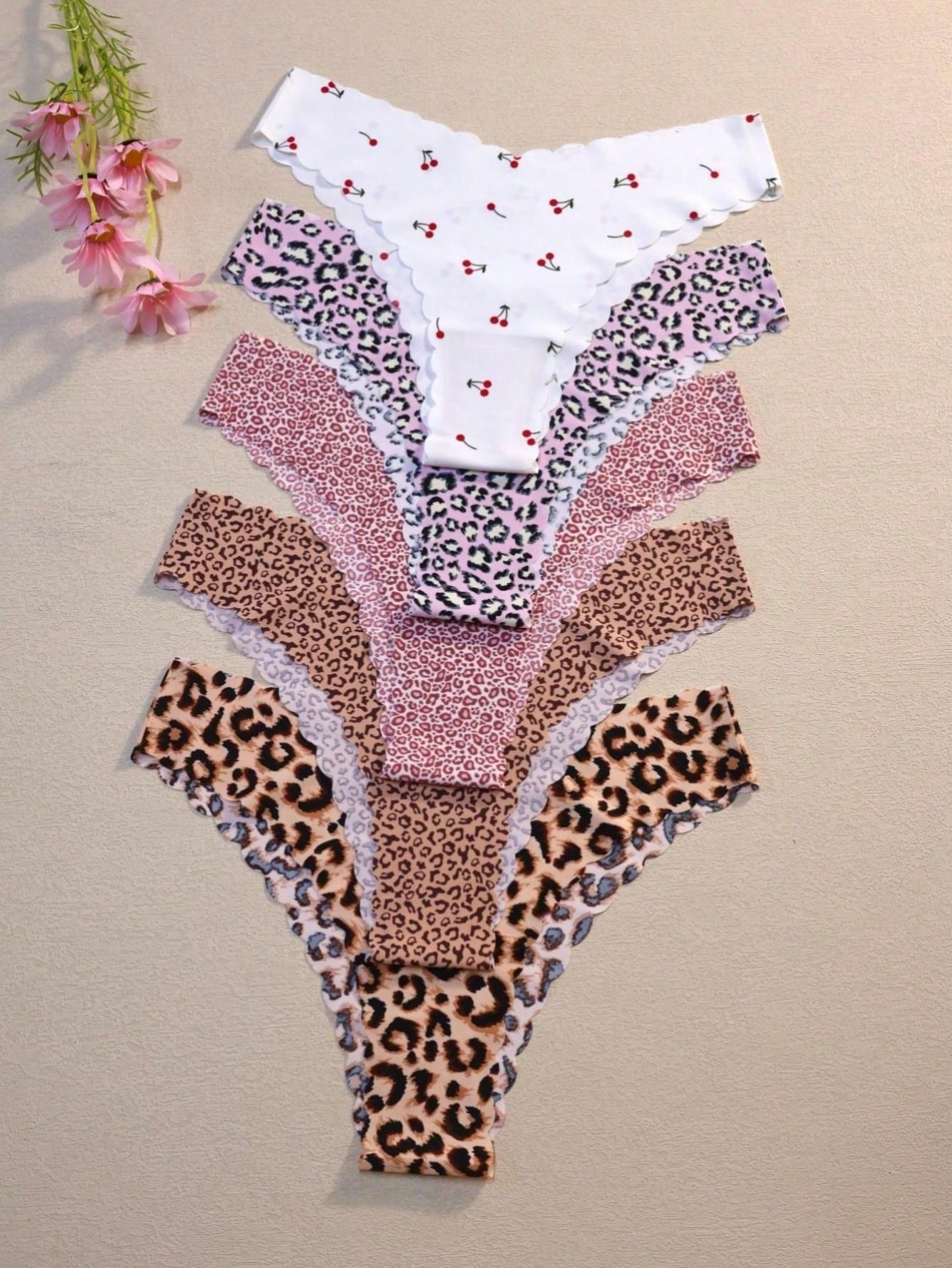 10pcs Women Seamless Wavy Edge Breathable Comfortable Soft Fabric Sexy Triangle Panties Multicolor