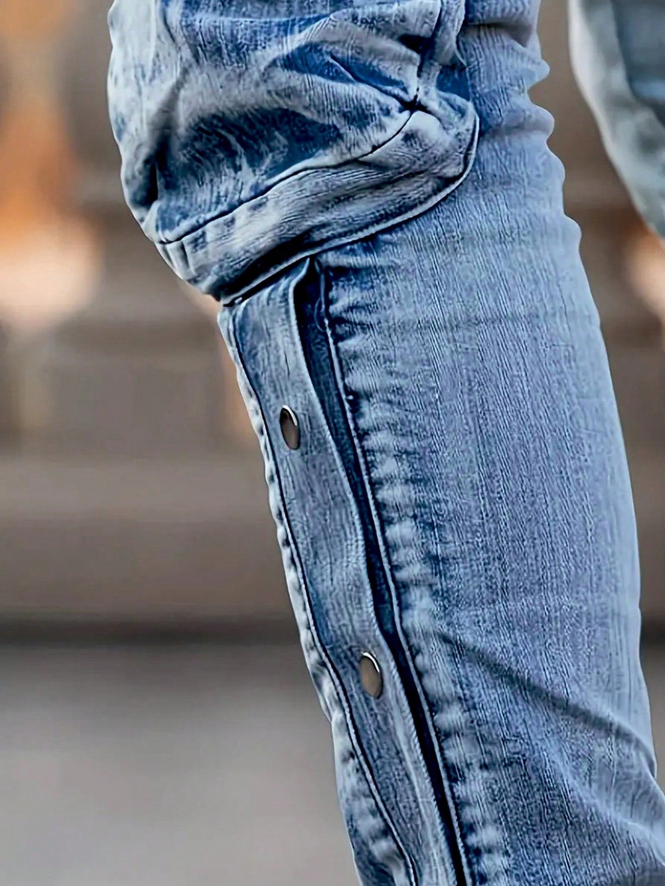 Men's Casual Multi-Pocket Denim Pants, Fashionable And Simple Daily Wear Light Wash