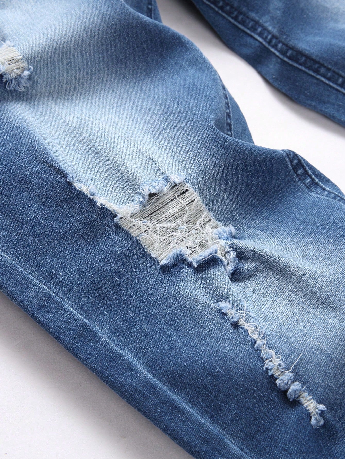 Men's Fashionable Casual Distressed Washed Skinny Fit Jeans Blue