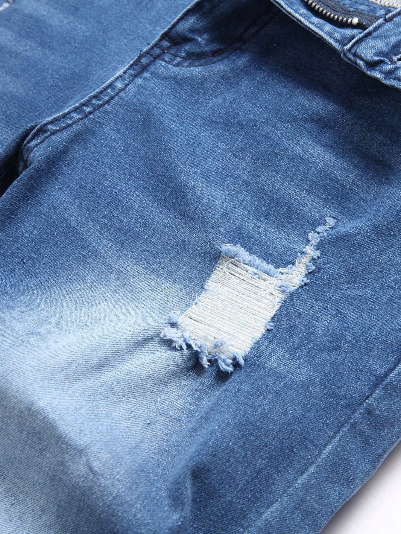 Men's Fashionable Casual Distressed Washed Skinny Fit Jeans Blue