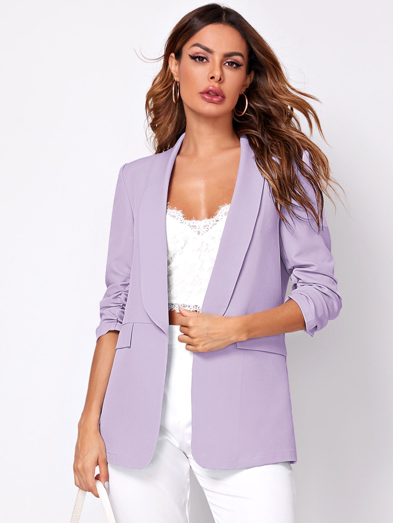 BizChic Women Fashion Spring Classic Lilac Purple Blazer For Daily Commute Lilac Purple