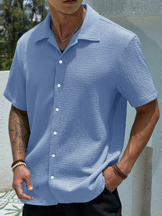 Manfinity Homme Loose Fit Men's Short Sleeve Shirt Baby Blue