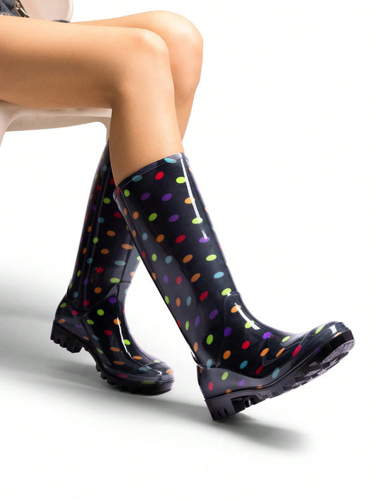 Women Wellington Boots Rain Boots Waterproof Knee High Boots, For Outdoor Garden Hiking Work Black