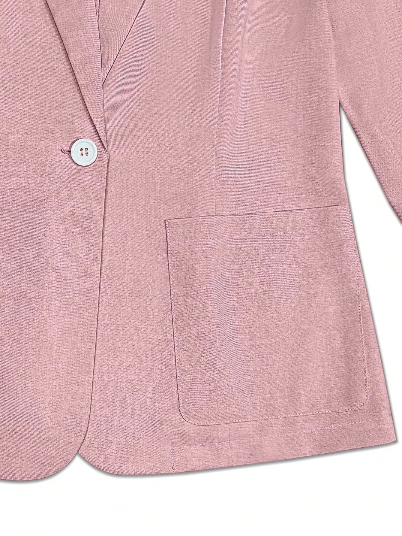 Pariaura Women's Spring & Autumn Stand Collar Long Sleeve Casual Solid Color Blazer Pink