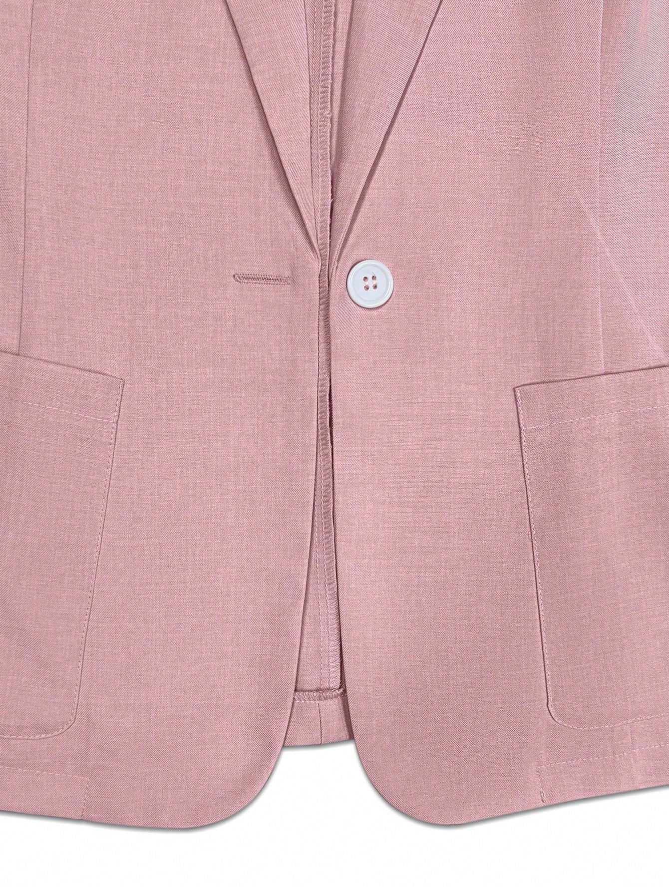 Pariaura Women's Spring & Autumn Stand Collar Long Sleeve Casual Solid Color Blazer Pink