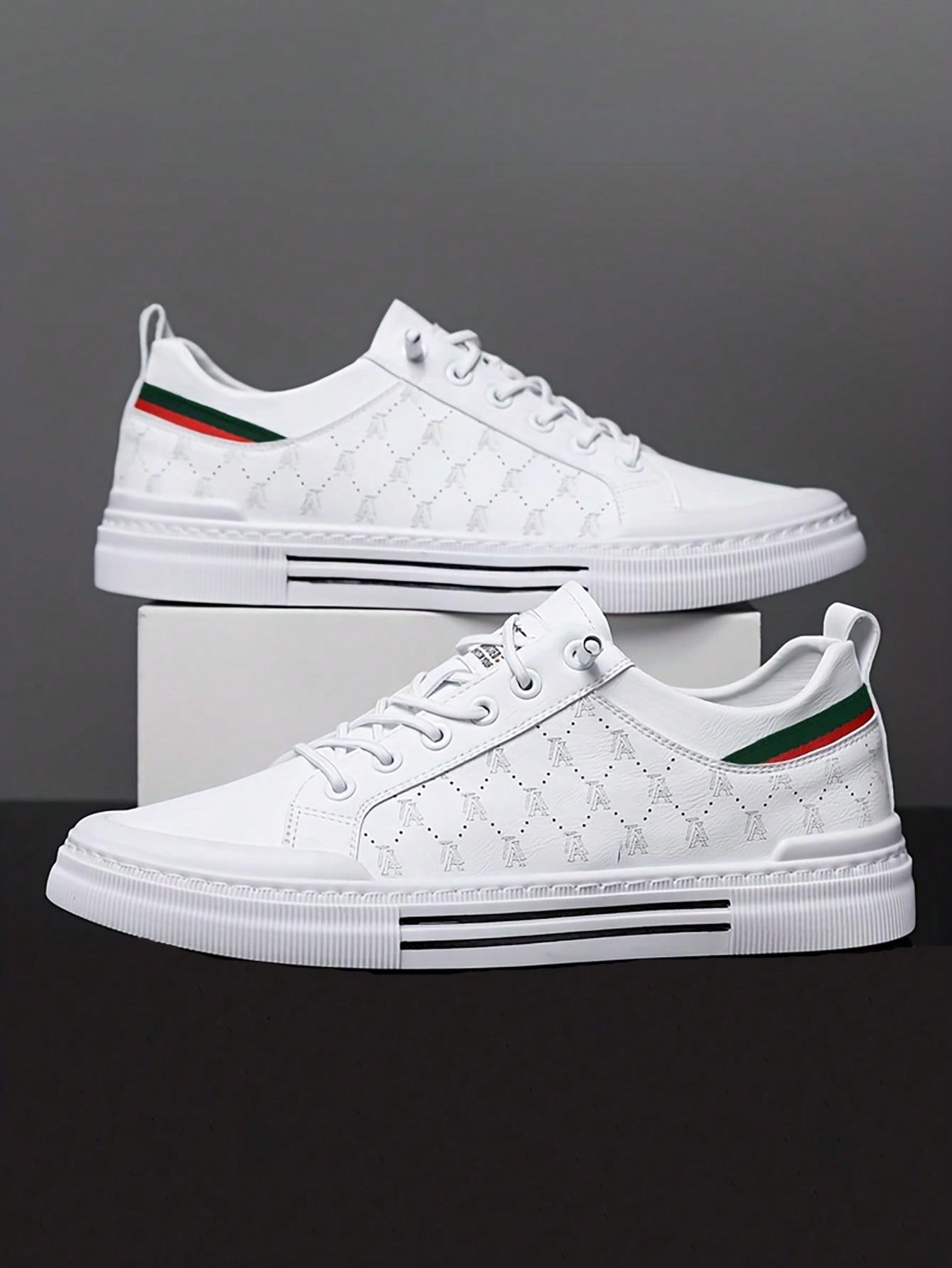Comfy Non-Slip Skate Shoes For Men's Outdoor Activities - Solid Casual Sneakers White
